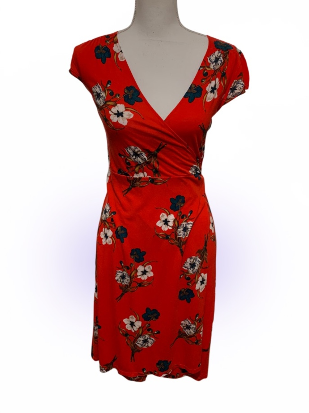 Old Navy Red Floral Wrap Dress